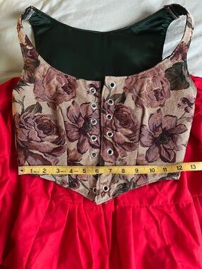 Vintage Floral Brocade Corset Bodice Top in Mauve and Beige Tapestry